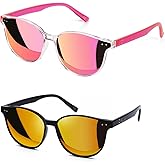 Sumato Sunglasses Womens, Cat Eye Pink Sunglasses for Women with Mirrored Trendy Lens UV400 Blocking