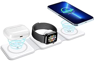 Newest Ankilo 3 in 1 Foldable Wireless Charger, Magnetic Fast Wireless Charging Pad, Compatible with iPhone 14/13/12/SE/11/XR