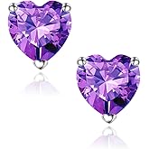 SMILEST Valentines Day Gifts for Her - 925 Sterling Silver Birthstone Earrings Dainty Heart Earrings Anniversary Birthday Gifts for Women Mom Wife Girlfriend Daughter