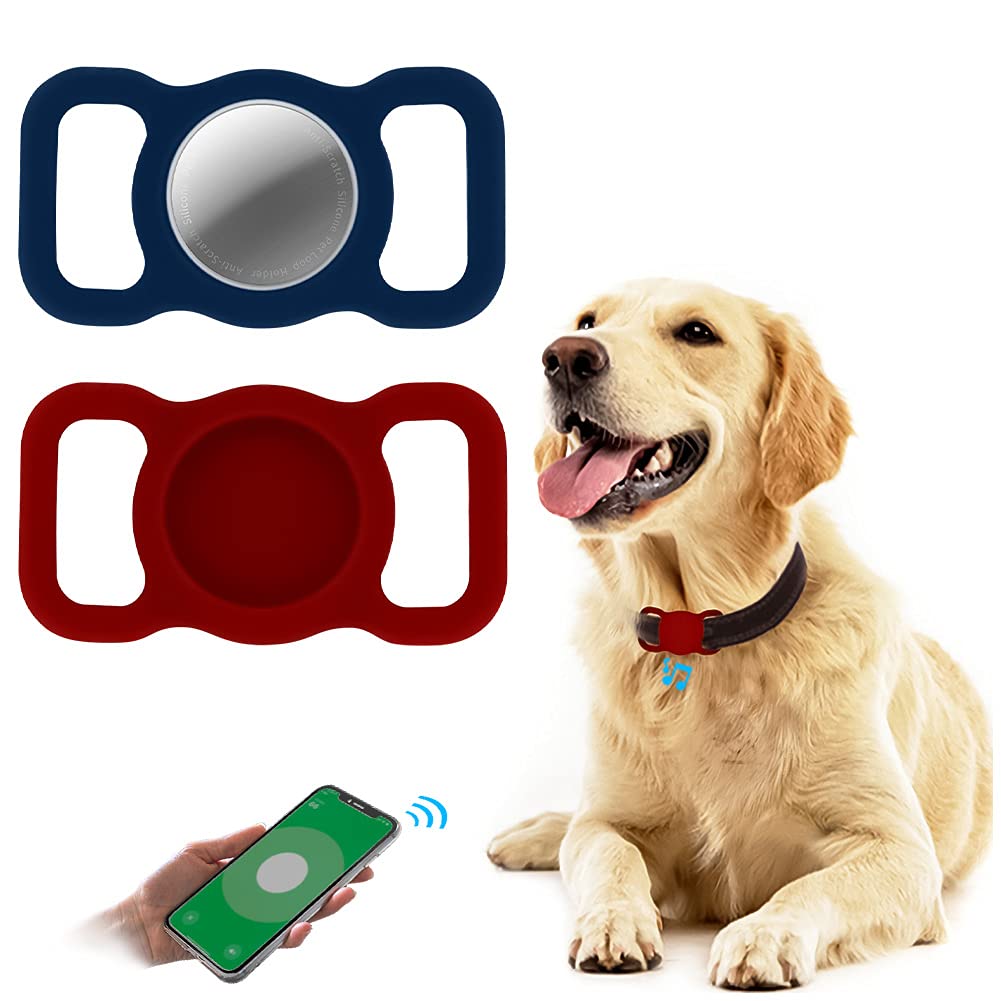 2PCS Silicone Protective Case for Airtags,Woffoly Lightweight GPS Tracking Pet Loop Holder,Anti-Scratch Anti-Lost Locator Skin Cover Protector Compatible with Airtags for Dog Cat Collar,School Bag