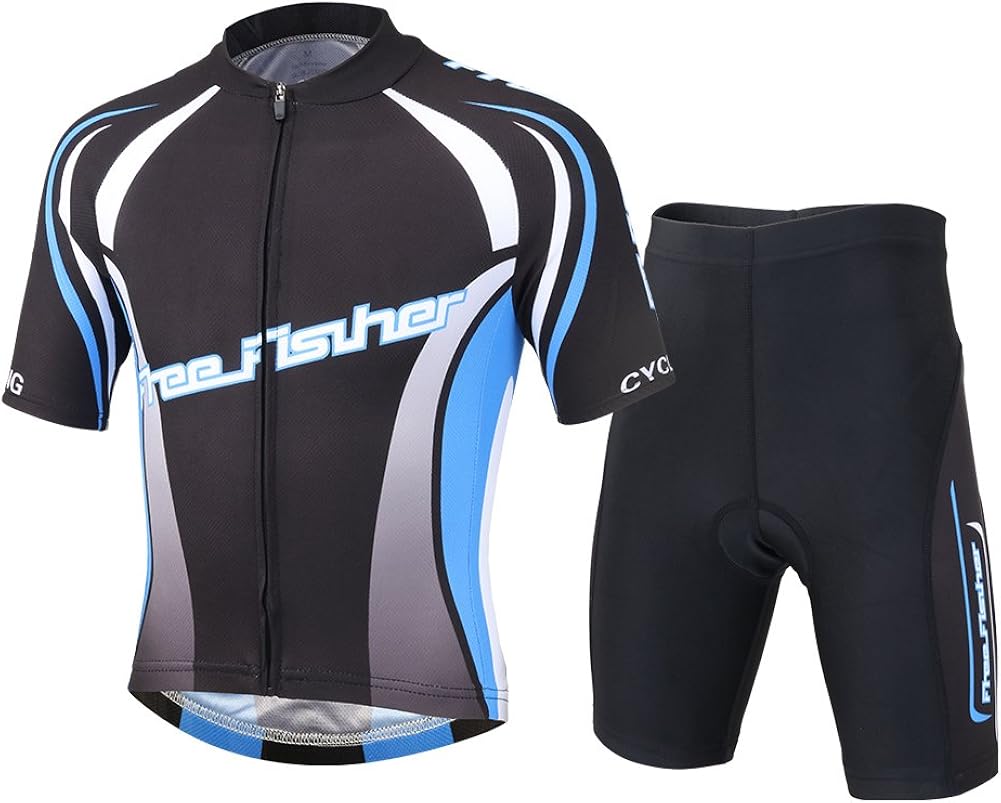 FREE FISHER Cycling Jersey Kids, Short Sleeve Cartoon Road Mountain Bike Jersey Set/Top/Short for Girls Boys Breathable : Clothing