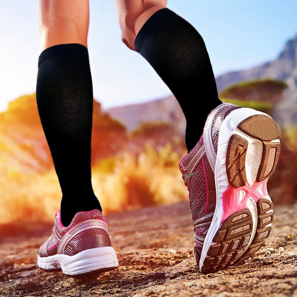 Copper Compression Socks, Open-Toe 20-30mmHg Graduated Compression Stockings for Men Women（3 Pairs) - Best for Athletic, Running, Flight, Travel, Nurses,Edema (Black - 3 Pairs, L/XL): Health & Personal Care