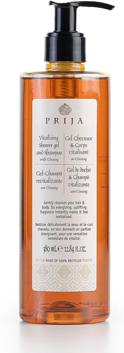 Prija Vitalising Shower Gel Shampoo Ginseng Extract 380ml Pump Hydrating