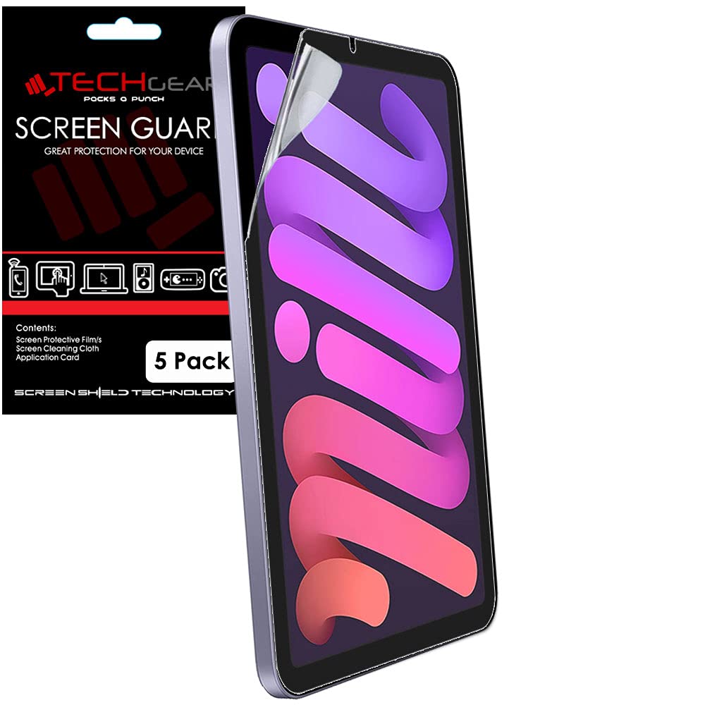 TECHGEAR 5 Pack iPad Mini 7/6, (7th & 6th Generation) Screen Protectors, Ultra CLEAR Screen Protector Guard Cover Designed For iPad Mini 8.3" 2024/2021