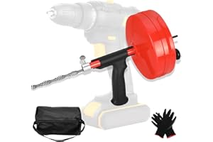 LONSGE 50 Foot Drain Auger,Use Manually or Drill Powered,Heavy Duty Flexible Plumbing Snake,With Gloves and Storage Bag,for Kitchen Sink