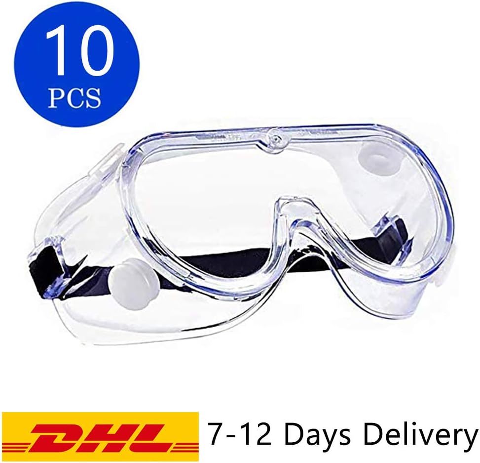 10 Pack Virus Goggles Safety Protective Goggles, Crystal Clear Eye Protection,Dust-Proof Breathable Laboratory Dustproof Glassess,Splash Eyewear,Medical Surgical Goggle for Unisex Use