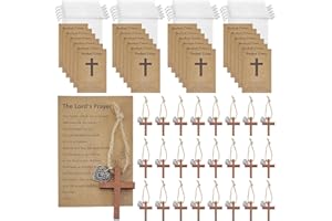 AHANDMAKER 50Pcs Pocket Cross Cards Christian Gifts Bulk Wooden Pocket Cross Gift Inspirational Cards 3.5x2.4in for Christmas