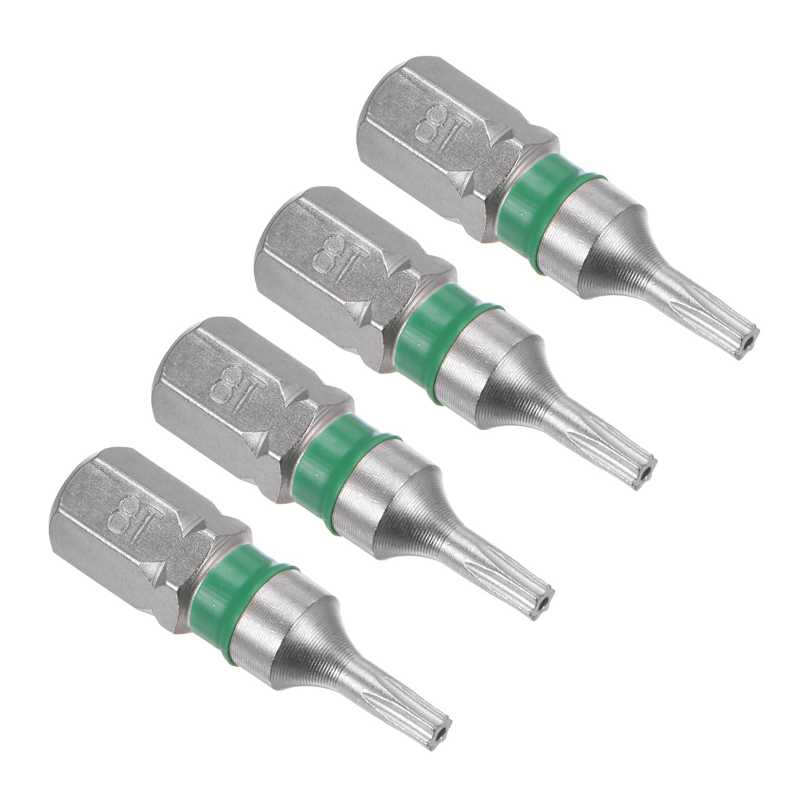 CoCud Magnetic Torx Screwdriver Bit, T8 25mm Length 1/4" Hex Shank, S2 Steel Star 6 Point Drill Driver Tamper Proof - (Applications: for Auto Repair), 4-Pieces