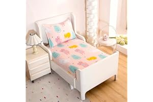 KWLOVER 2PC Soft Bed Fitted Sheet and Pillowcases Set,Cute Cats Printed Bed Sheets for Kids Boys Girls Twin Size Bed (Pink Cats, Twin)