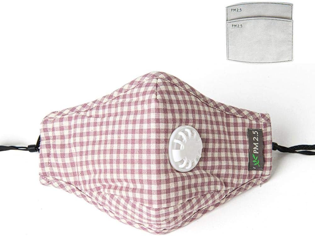 Clevoers Dust Mask Cycling Sport Face Mask with 2 Filter Paper, Adjustable Cotton Face Mask Portable Facial Mask with Breathing Valve, Outdoors Anti-Fog Anti-Particles Mouth Mask