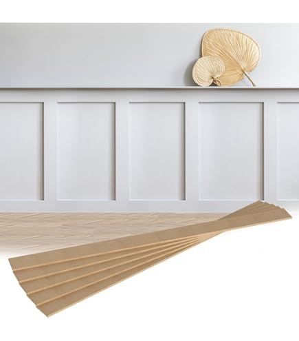 DIY Wainscoting Panel Kit – 25.8 Sq Ft, 16 Beadboard Panels + Baseboards, WPC Material, Oak Texture