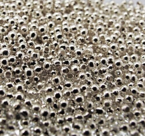 Bead Fanatic 200 SPACER BEADS 2mm Silver Plated Small Round Ball Metal Jewellery Making by Bead Fanatic