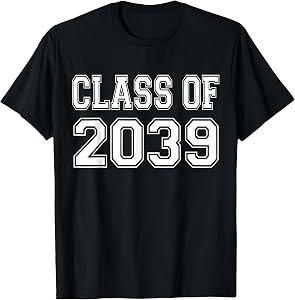 Class of 2039 Grow with Me T-Shirt Tee for Kids Kindergarten to Graduation Gift