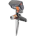 GARDENA 20575, Up to 2300 sq ft - ZoomMaxx Adjustable Oscillating Sprinkler on Metal Step Spike with US Hose Threads for Watering Large Area Lawn, Yard and Garden. Quick Connect Included.