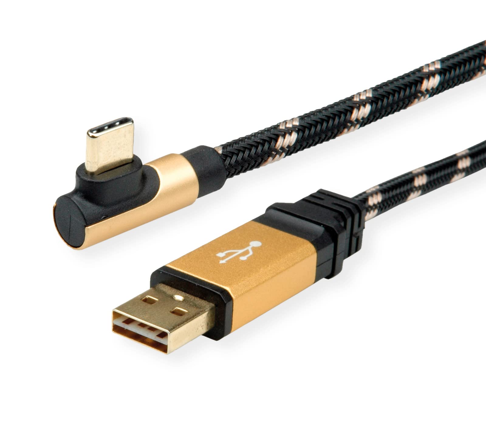ROLINE GOLD USB 2.0 Cable USB A Reversible ST - USB C ST 90° Angled 1.8m