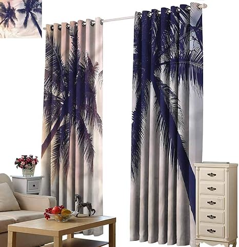 Amazon Beihai1サンウィンドウカーテン ヤシの木 カリフォルニア風 リビングルームや寝室に最適 84 X72 214cmx1cm ラグ カーテン ファブリック オンライン通販