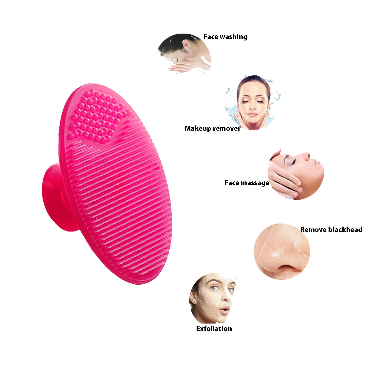 HieerBus Facial Cleansing Brush,Soft Silicone Face Scrubber,Facial Exfoliation Scrub for Massage Pore Cleansing Blackhead Removing Deep Scrubbing for All Kinds of Skins (2ed-Blue+Red): Beauty