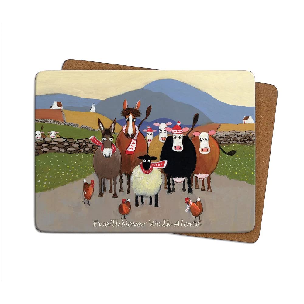 Thomas Joseph Ewe'll Never Walk Alone Large Table Mat by Artist Liverpool - Football - Individual - Anti-slip - Cork-backed Placemat