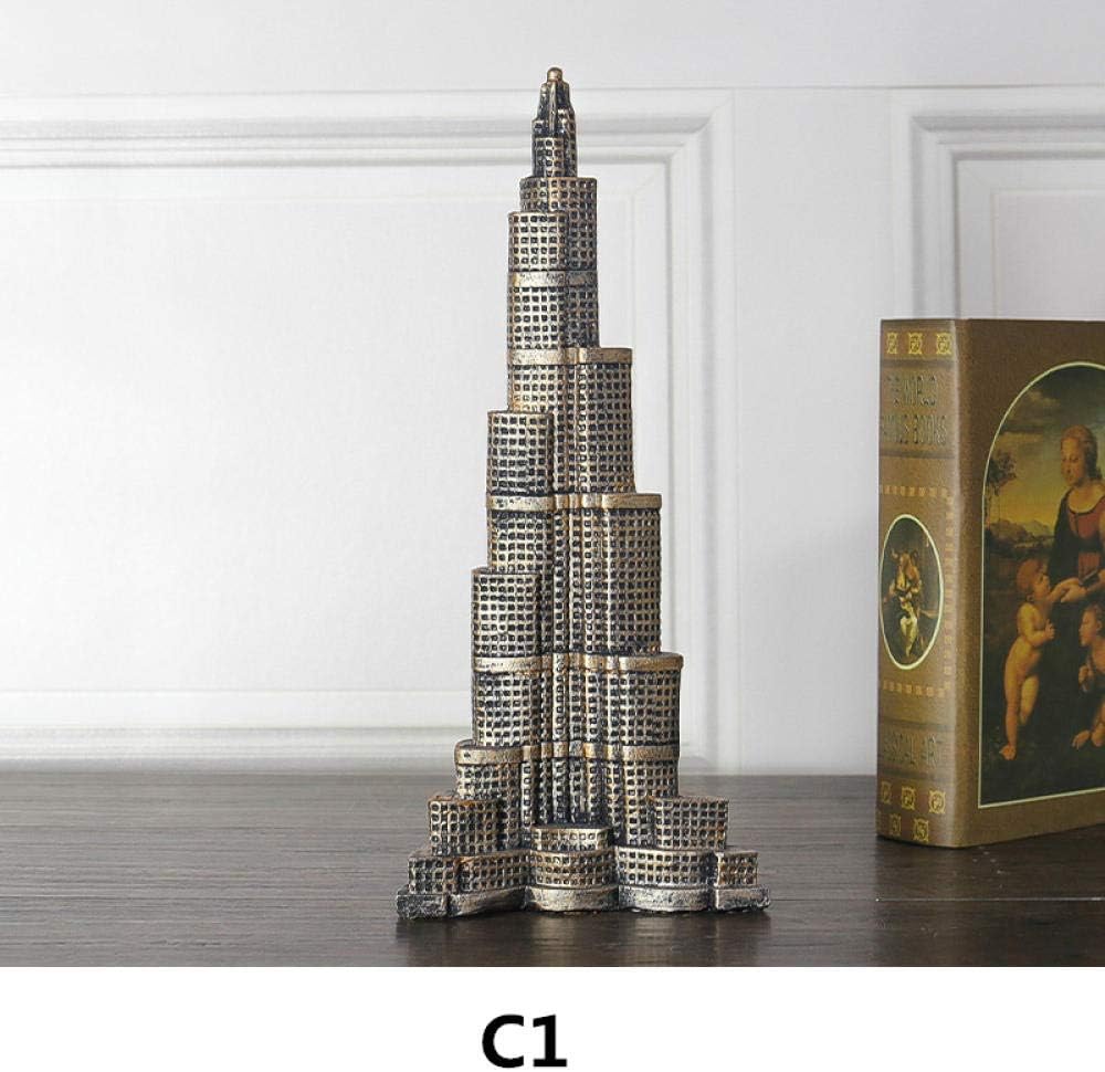 whhideal-- Of Liberty Statue Resin Eiffel Tower With Empire State Building And Burj Khalifa Sculpture Home Decor-C1