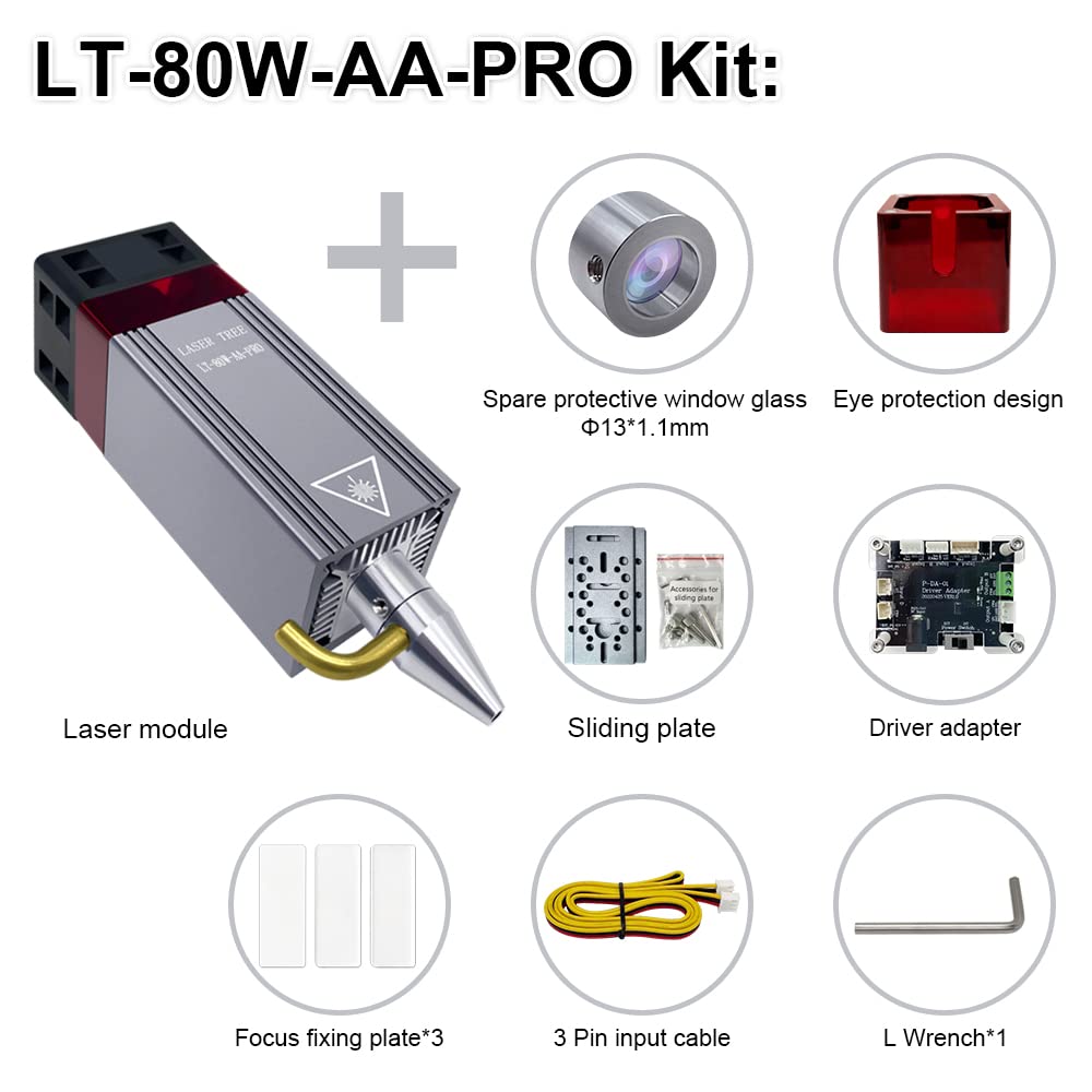 LASER TREE Laser Engraver Module, 10W (10000mW) Optical Power Laser Engraver Module w/Air Assist, Built-in FAC, Double Ultra-Fine Compressed Spot Higher Accuracy Laser Head Class 4,24V