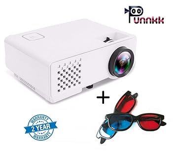 PUNNKK HD (1080p) 1000 Lumen (HDMI/USB/VGA/AV/) 120 Inch P6 White Projector