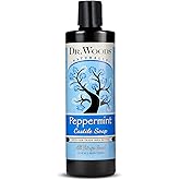 Dr. Woods Peppermint Liquid Castile Soap - Castile Soap with Pure Peppermint Oil, Body Wash for Men and Women, Contains Organic Shea Butter, Natural Cleaner for Face, Hands, and Body - 16 Fl Oz