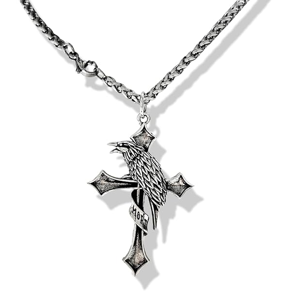 Amazon.com: Gothic Double Cross Necklace Silver Plated Goth