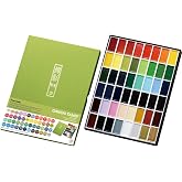 Kuretake Gansai Tambi Watercolor Paint Set, 48 Colors, Made in Japan | 48 vivid opaque colors, non-granulating pigment, large pans, palette &amp; color chart, Professional Use, Artist Grade