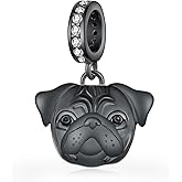 CVRAVO Pug Gifts for Pug Lovers 925 Sterling Silver Black Pug Charms Black Pug Gifts for Women Dog Lovers