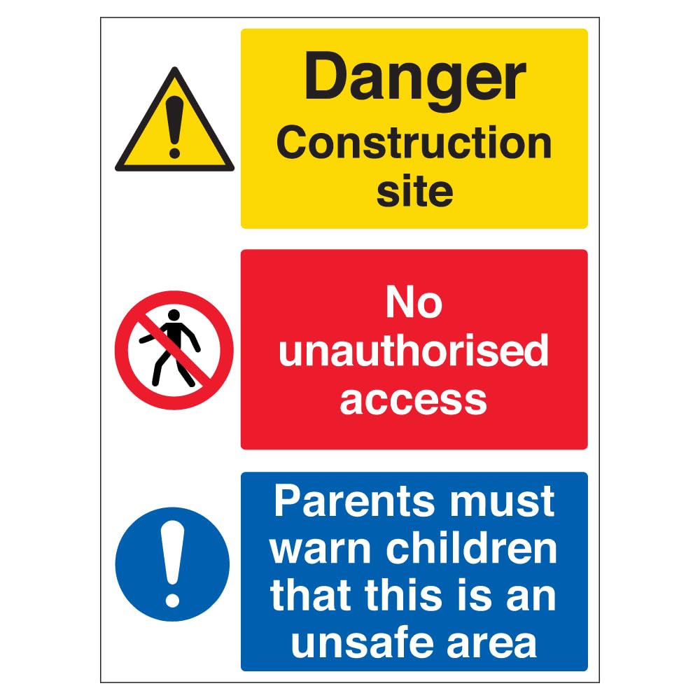 V Safety Multi Hazard Site Safety Must Warn Children - Correx® 450 x 600 mm Safety Sign