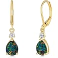 CiNily Leverback Opal Dangle Drop Earrings For Women Girls 14K Gold Plated Teardrop Earrings