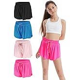 Celfaeree 3-4 Packs Girls Flowy Butterfly Shorts Athletic 2 in 1 Running Active Skirt Shorts, Workout Short for Kids Teens
