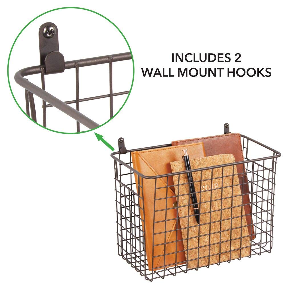 mDesign Portable Metal Farmhouse Wall Decor Storage Organizer Basket