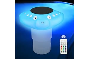 YaCaTaM Chlorine Tablet Floater, Pool Chlorine Floater with Solar Light, Chlorine Floater Holds 4pieces 3 inch Tablets, Floating Chlorine Dispenser for Swimming Pool, above Ground Pool, Hot Tub, Spa