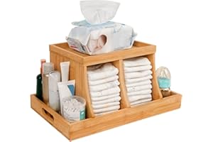 Busidhji Bamboo Diaper Caddy Organizer, Rectangular, Orange: Changing Table Organizer, Diaper Organizer for Nursery, Baby Dia