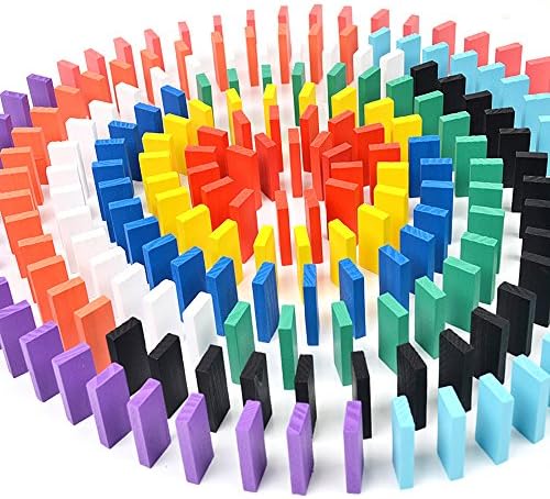 Mehios 200 Pcs Wooden Domino Blocks Set For Kids Racing Games Intelligence Building And Stacking Blocks Education Toy