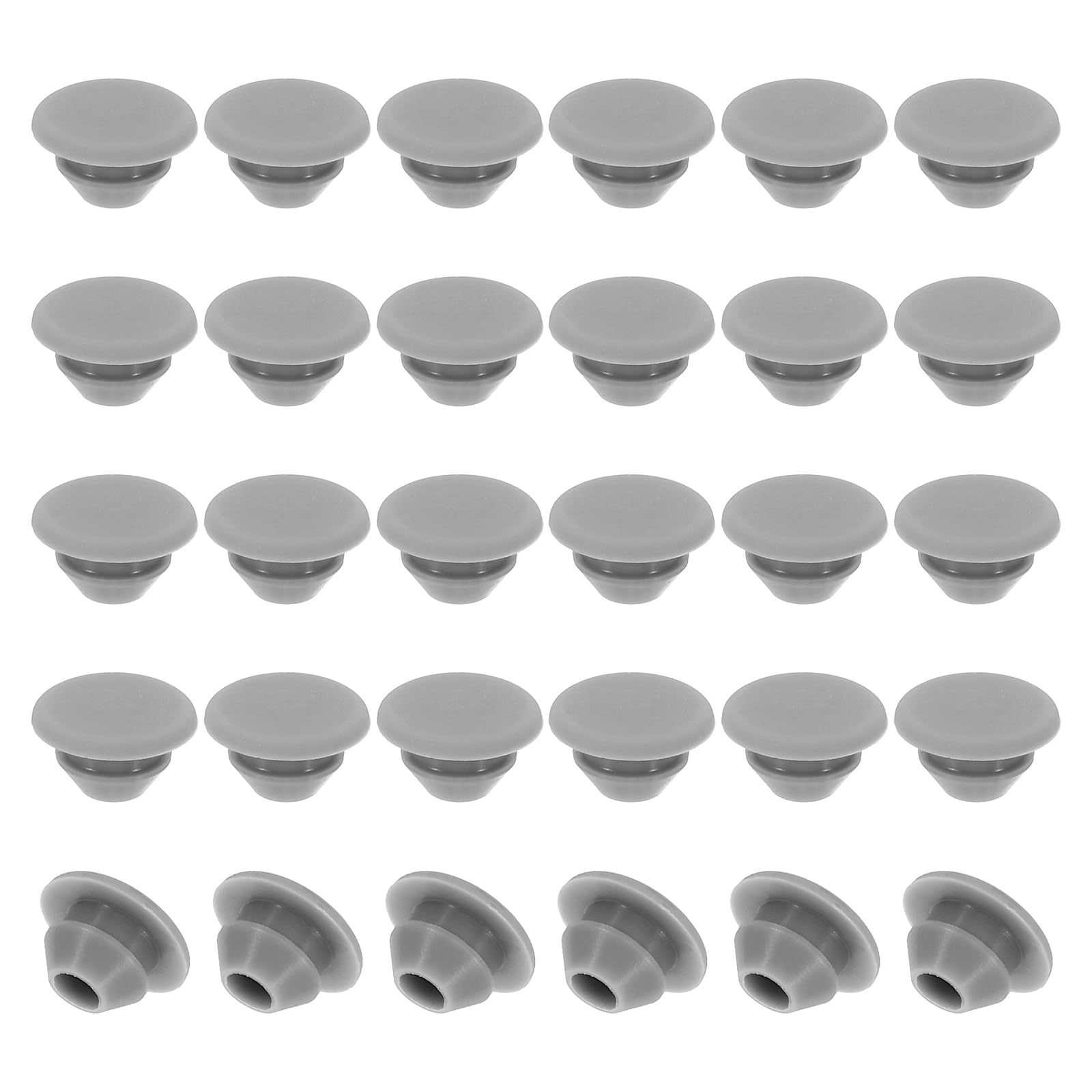 PATIKIL 6mm Diameter Silicone Round Snap, 40 Pcs in Type Locking Furniture Hole Plug Button Thin Edge Protective Cover Fit for 7mm Hole for Seal Bulkhead Cylinder, Grey