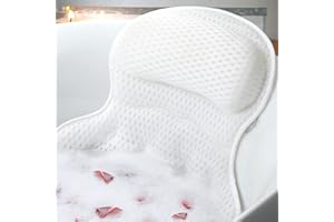 Lakshi Luxury Bath Pillow for Tub,Ultra-Soft 4D Mesh Fabric, Neck & Back Support with Non-Slip Suction Cups – Relaxing Spa Ba