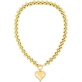 jomjeu Chunky Gold Necklace for Women Heart Necklace 18K Gold Plated Stainless Steel Chain Pendant Necklace Classic Trendy Toggle Thick Gold Necklaces Jewelry Gifts for Women