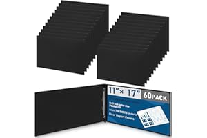 Resurhang 60 Pcs Pressboard Report Cover, 3" Capacity Presentation Binder Folder with Metal Prong Paper Fastener to Neatly Bind Reports Proposals Transcripts, Other Documents (11x17 Inch,Black)