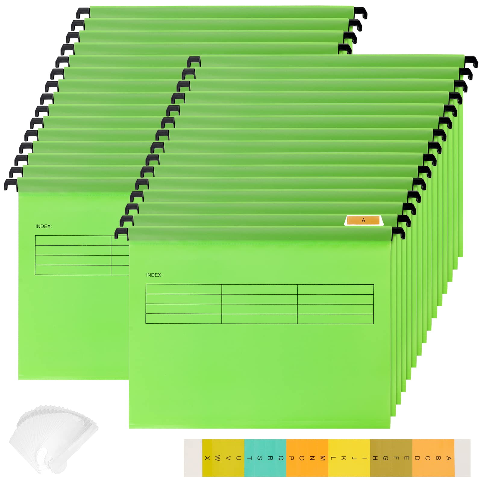 FUNSUEI 30 PCS A4 Suspension Files, Hanging File Folders, Filing Cabinet Suspension Files for Office, School, Home, Green
