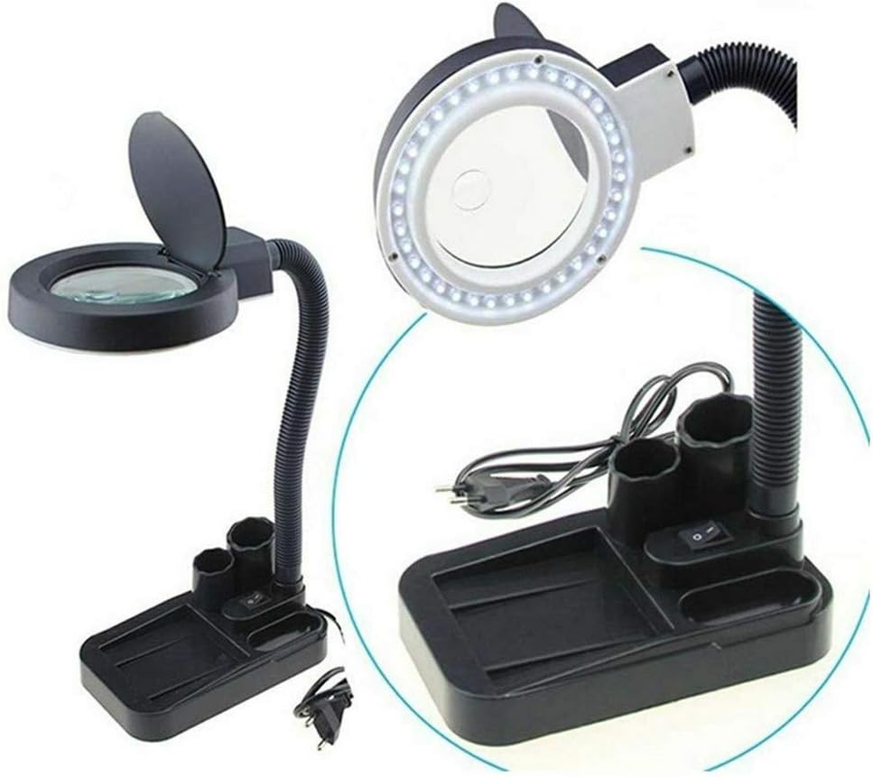 Amanest - Lámpara de computadora de vidrio con lupa de 5 x 10 x con 40