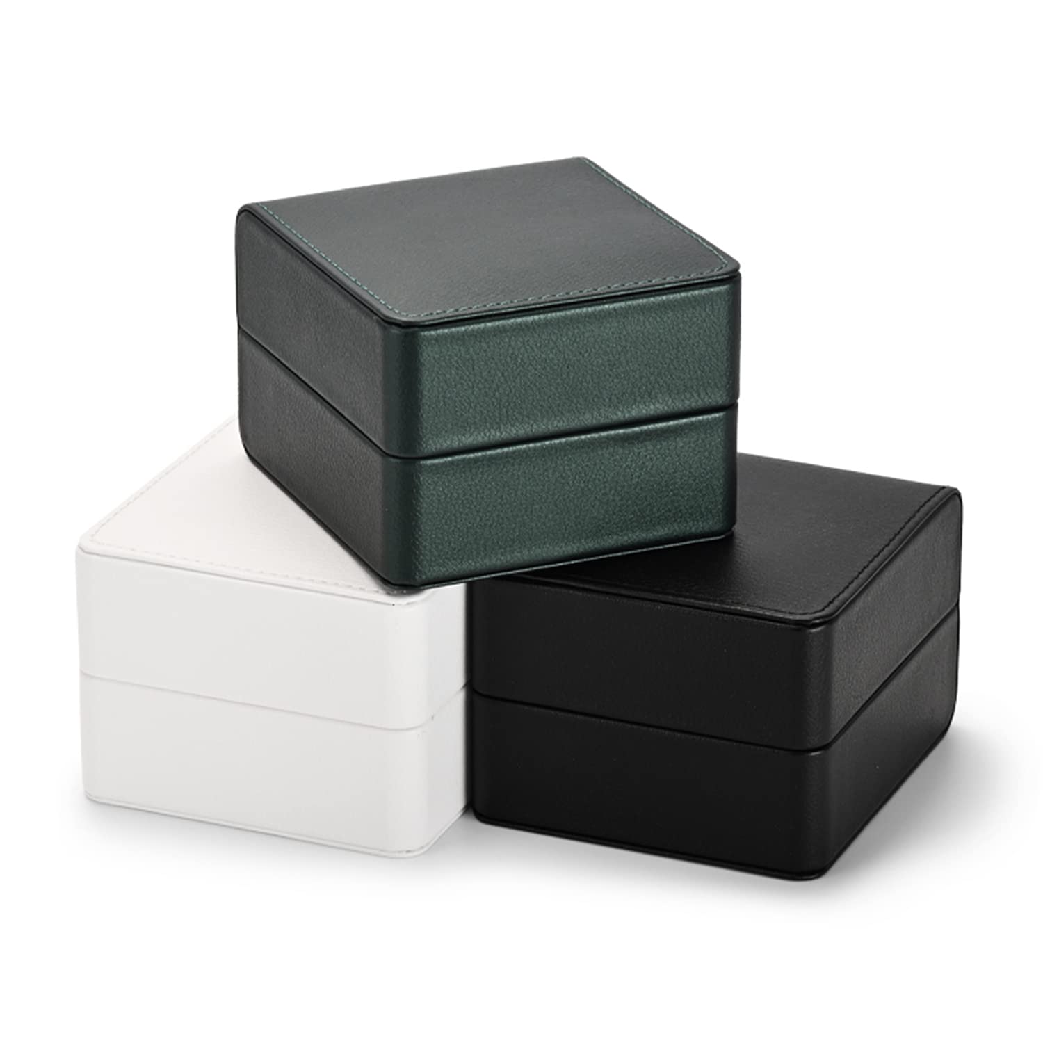 Woodten Green Premium PU Leather Watch Gift Box Single Watch Storage Case with Removable Pillow Wristwatch Box(Green)