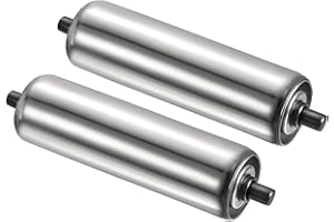 PATIKIL Conveyor Roller 2" Diameter 8" Length, 2 Pack Stainless Steel Gravity Transmission Replacement Part Galvanized End, Silver