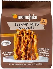 Momofuku Sesame Miso Ramen Noodles by David Chang, Air-Dried Instant Noodles with Sauce and 12g of Plant Based Protein, 4 Ser