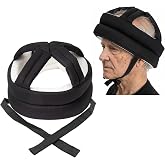 Elderly Protective Helmet, Thick Soft Special Needs Safety Helmet Adjustable Breathable Seniors Fall Prevention Head Protection Cap for Older Surgery Recovery Head Injury Shock (Black)