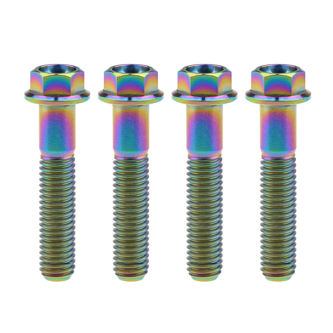 Wanyifa Titanium Hex Small Flange Head Bolt M8 15 20 25 30 35 40 45 50 55 60 65mm x1.25mm for Motorcycle Car Modification Pack of 4 (M8x40mm, Rainbow)