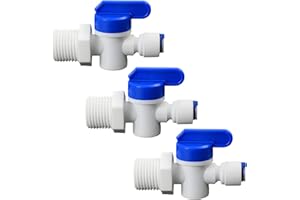 VISTARAEONOVA 1/2" Male Thread to 1/4" Tube Ball Valve Quick-Connect Adapter Switch, Push-Fit Plastic Pipe Fitting for RO Reverse Osmosis Water Filter Systems, Beverage Dispensers, Water Purifiers (3pcs)