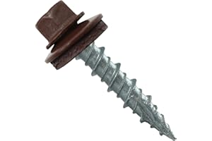 JAKE SALES Metal Roofing Screws: (250) 10 x 1 Brown Hex Head Sheet Metal Roof Screw. Self Starting Metal to Wood siding Screws. EPDM Washer. Colored Head