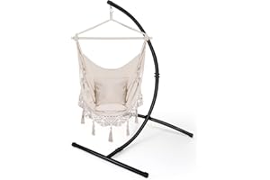 GOUTIME Hanging Chair Stand, Heavy Duty 330LB Capacity, C Stand Frame Base for Hammock Egg Swing Chairs, Indoor Outdoor Use for Patio Porch Balcony